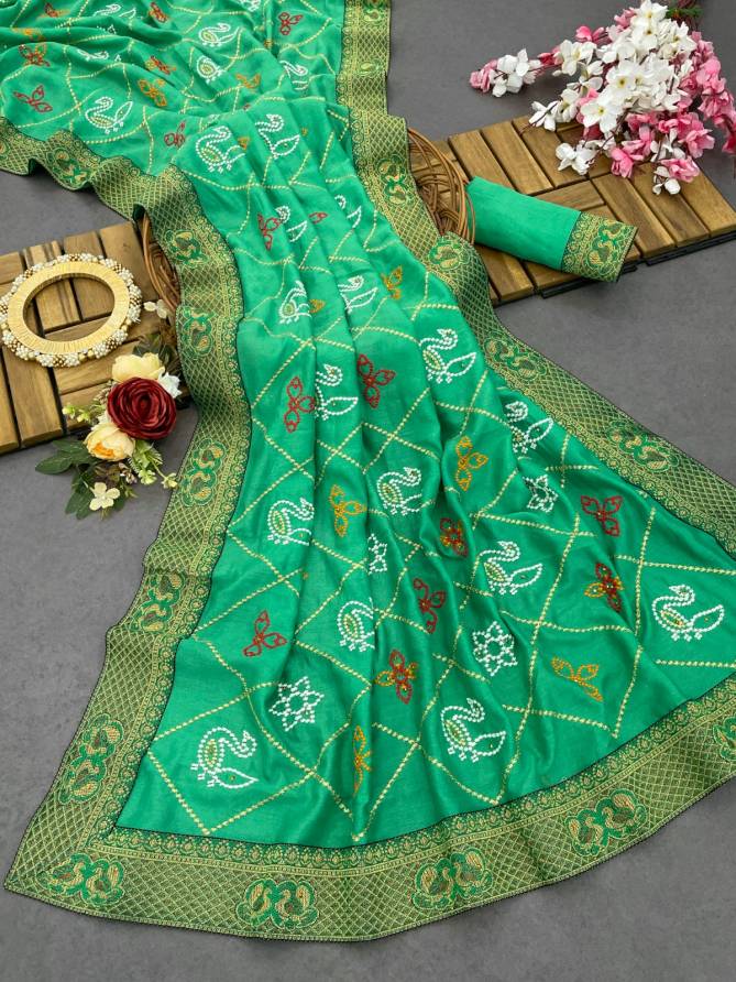 Dhruvi Designer Embroidery Vichitra Silk Sarees Wholesale Market In Surat